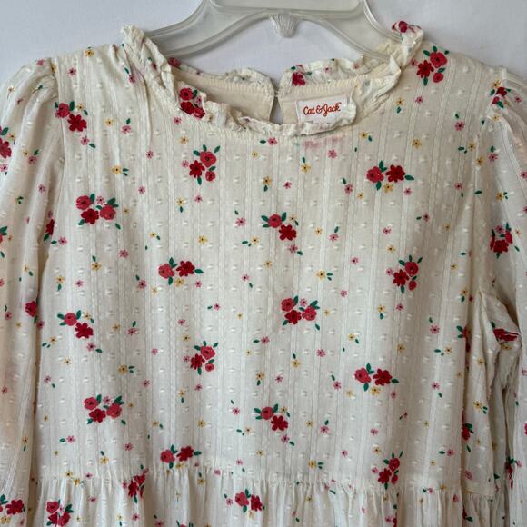 Cat & Jack Girls XL Floral Knee Length Dress Long Sleeve Multicolor Holiday - Picture 6 of 8